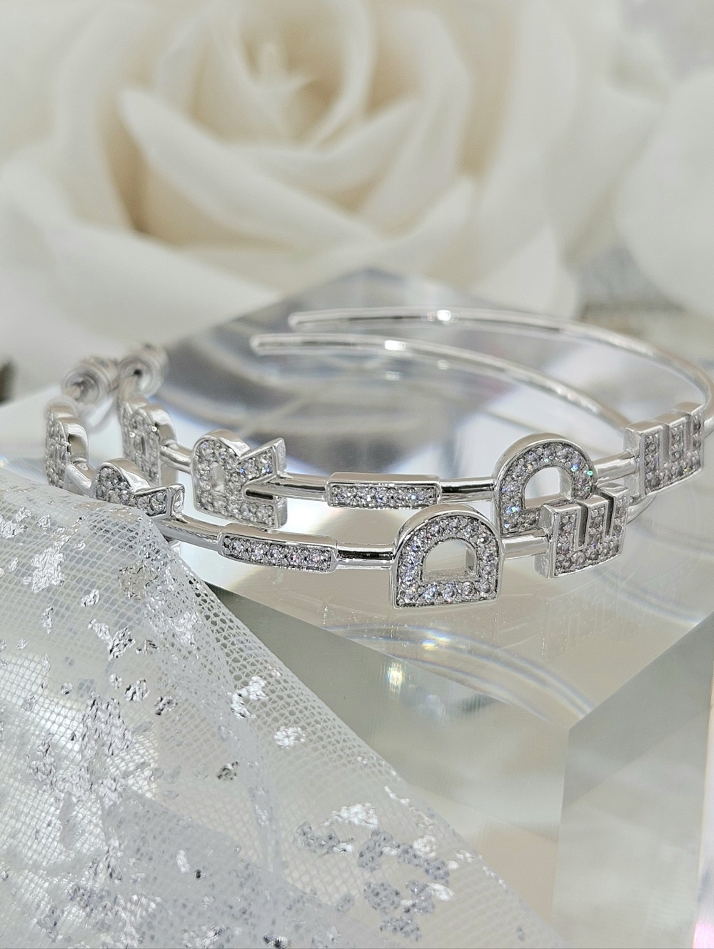 Kleinfeld Hoop Earrings Silver Tone Crystal 'Bride' Hoops Wedding Bridal